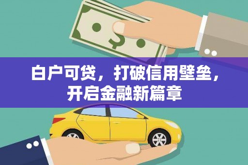 新林白户可贷，打破信用壁垒，开启金融新篇章